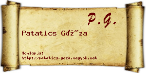Patatics Géza névjegykártya